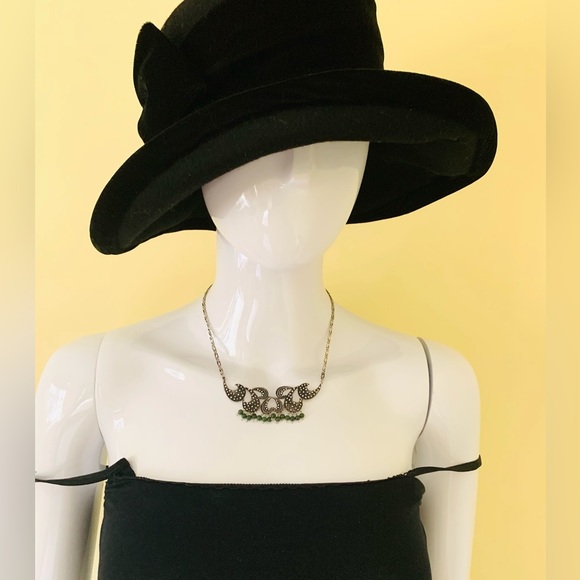 Real silver 3 Pc jewelry set choker necklace ear rings green semiprecious stones - Picture 4 of 13